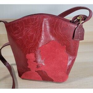 Beauty & Beast Belle Red Rose Faux Leather Crossbody Bag Hidesign Disney Purse